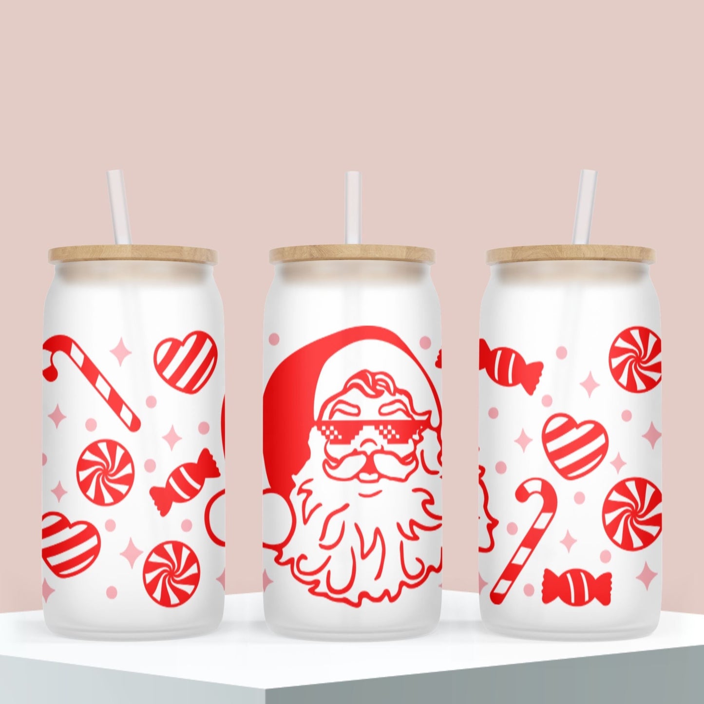 Funny Santa GlassTumbler Cup for Teen Girl gift for Mom