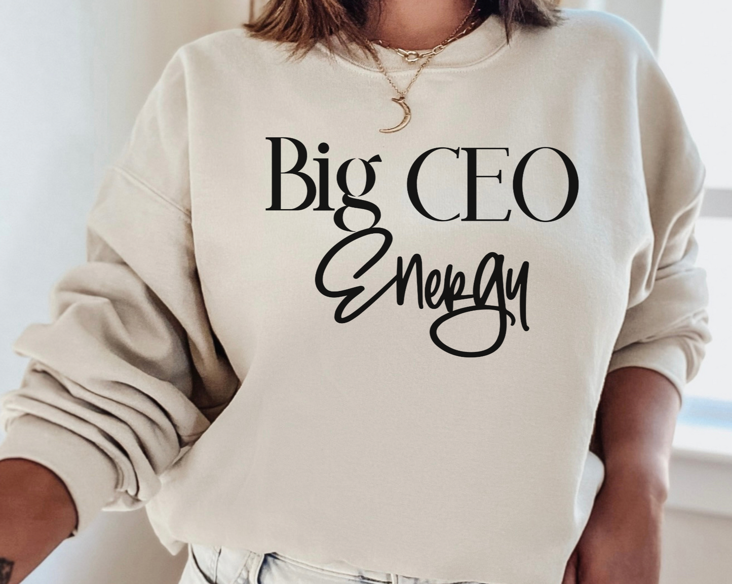 Boss Babe Gift for Small Business Owners; Beige Sweatshirt, Entrepreneur Gift