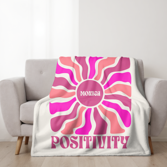 Boho Personalized Positive Quote Throw Blanket Pink