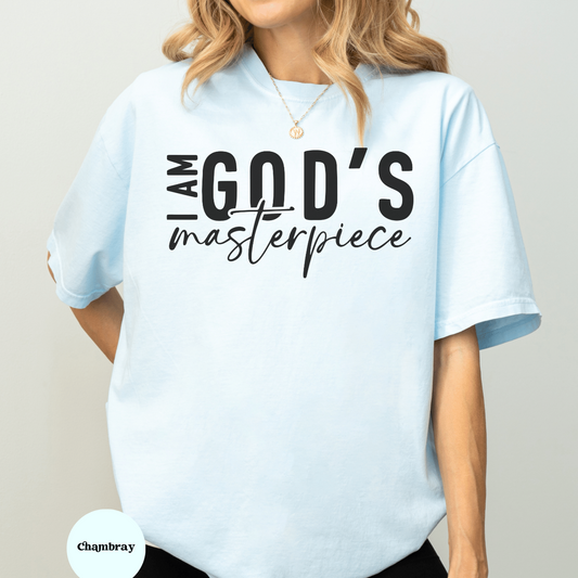Light Blue  Christian T-Shirt for Women on Self Love Journey of Self Acceptance with Motivational Quote