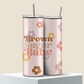 Pink Tumbler Cup with Flowers 20 oz. Double Walled Leak Proof Cup with Straw and Lid Retro Design
