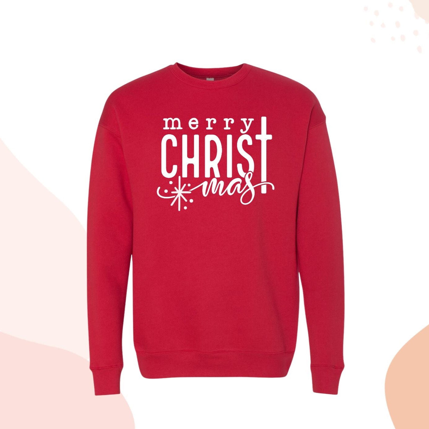 Red Merry CHRISTmas Sweatshirt for Her, Cute Shirt for Christmas Red, Christian Christmas Sweater, Religious Christmas Crewneck Shirt  for Women Red