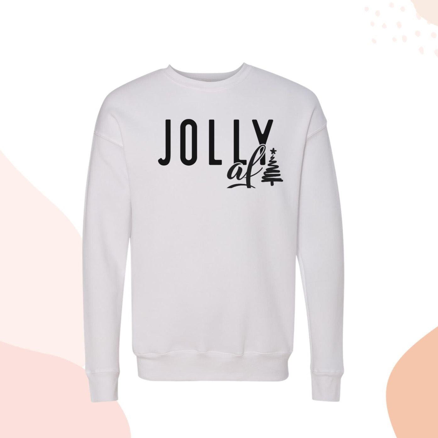 Christmas Sweatshirt Funny White Jolly af Crewneck Sweater White for Her Christmas Tree Design Humorous Jumper White Shirt for Mom Teen Girl 