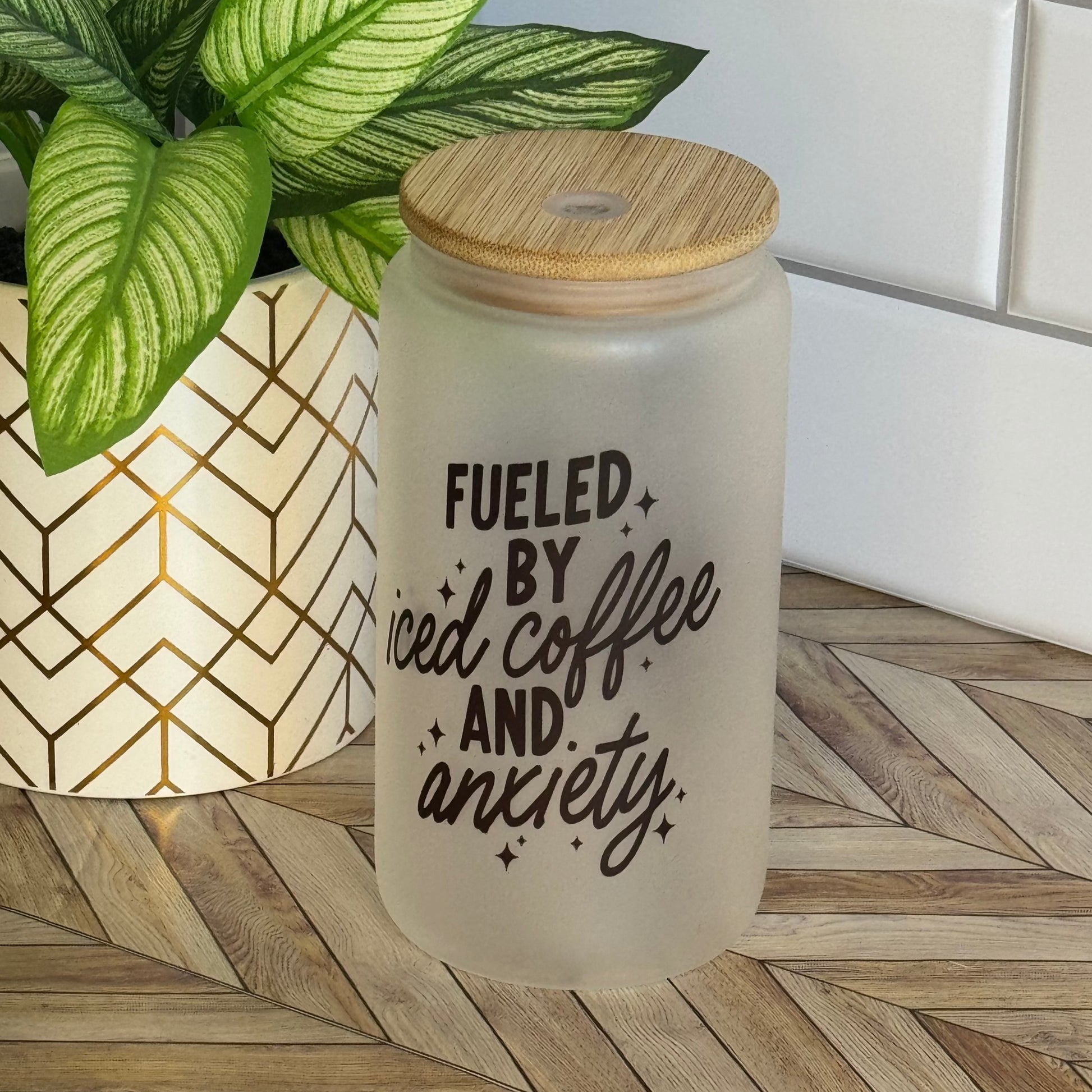 funny iced coffee cup mental health matters glass water bottle
