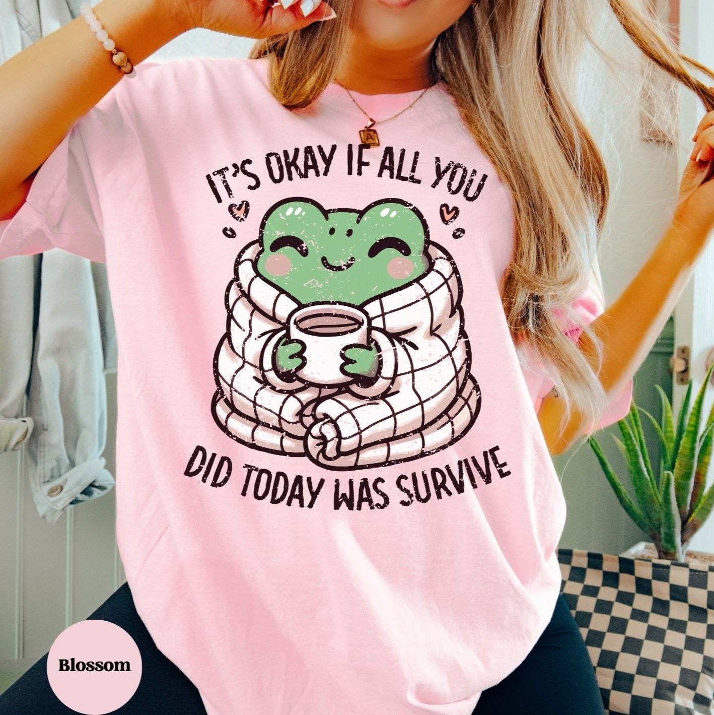 Women's Oversized Sleep Shirt for Mental Health, Pink