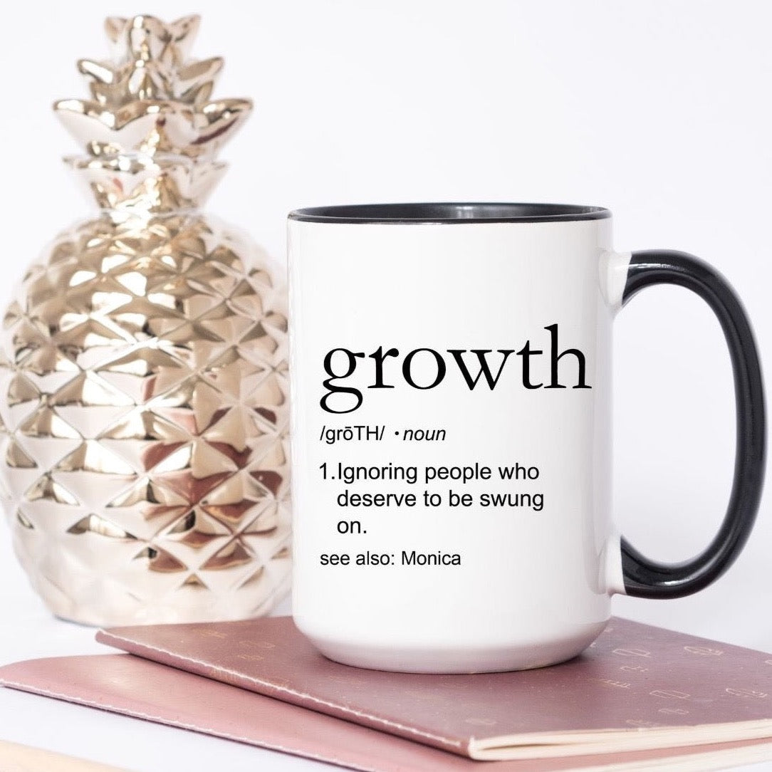 Personalized Funny Sarcastic Growth Definition Mug with Black handle and black interior