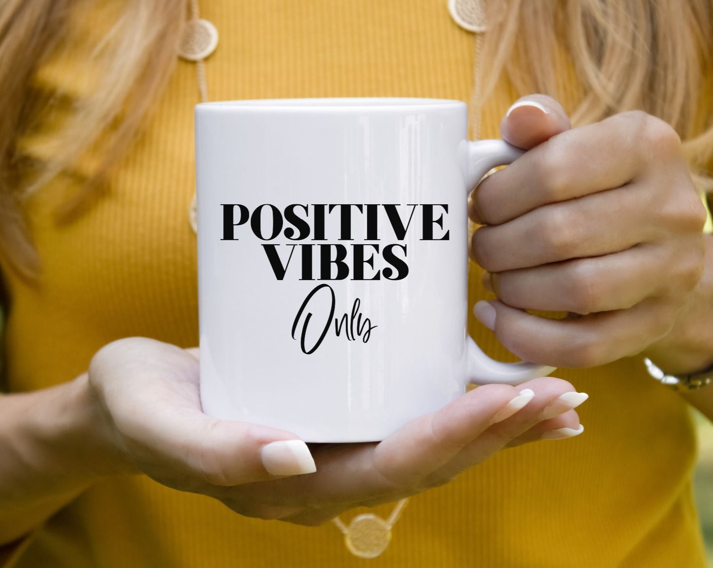 Positive Vibes Only Coffee Mug, White, 11. oz.